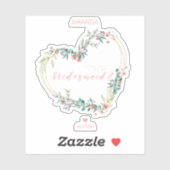 Floral Heart in Pink Shades Bridesmaid Proposal Sticker (Vel)