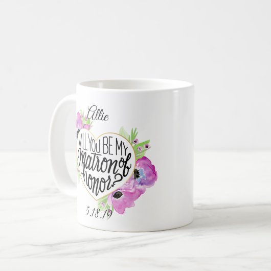 Floral Heart Matron of Honor proposal Mok (Voorkant links)