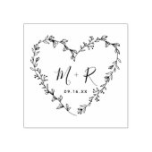 Floral Heart met Initialen voor kalligrafie Rubberstempel (Afrduk)