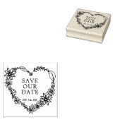 Floral Heart met onze datum opslaan Rubberstempel (Gestempeld)