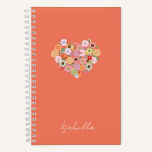 Floral Heart NAME Boho Colorful Wedding Party Notitieboek