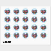 Floral Heart Pixel Art Ronde Sticker (Vel)
