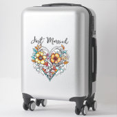 Floral Heart Romantic | Just Married Sticker (Koffer)