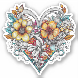 Floral Heart Romantisch Sticker