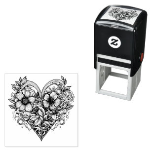 Floral Heart Romantisch Zelfinktende Stempel