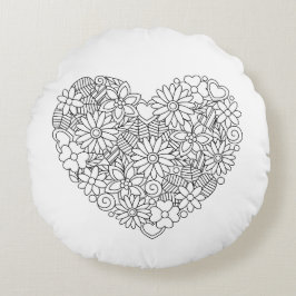 Floral Heart Rond Kussen