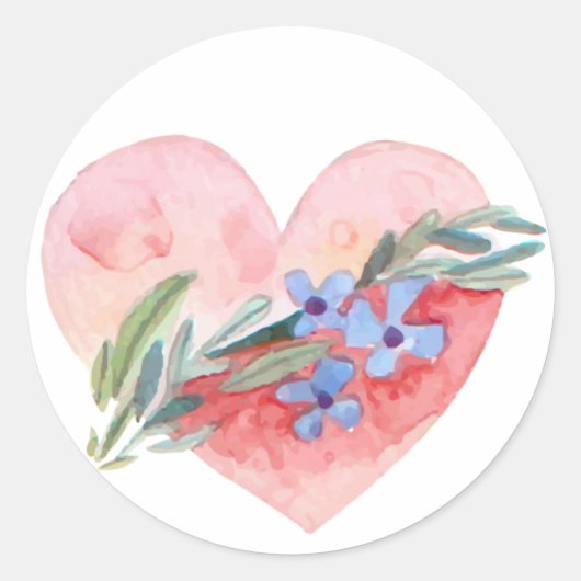 Floral Heart Ronde Sticker (Voorkant)