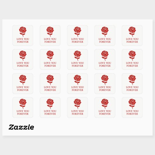 Floral Heart Rose Romantic Valenti Vierkante Sticker (Vel)