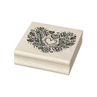Floral Heart Rubber Stamp Rubberstempel