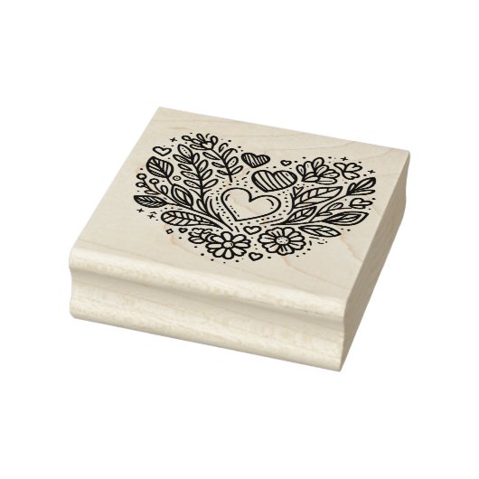 Floral Heart Rubber Stamp Rubberstempel (Stempel)