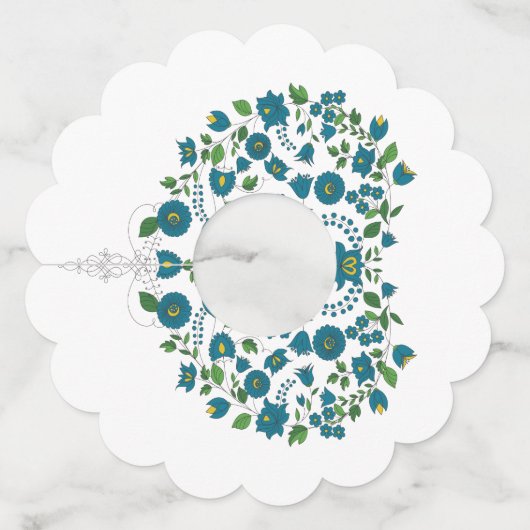 Floral Heart Shape Wijnglaslabel (Achterkant)