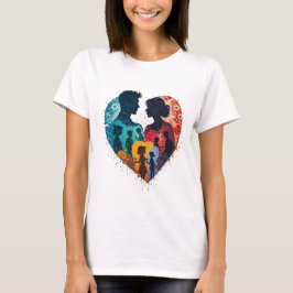 Floral Heart Silhouette - Viering van de eenheid v T-shirt
