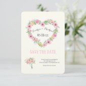 Floral Heart sparen de Datum aankondiging (Staand voorkant)