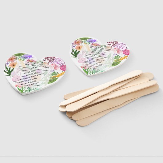 Floral Heart Trouwprogramma Fan Handwaaier (Niet-gemonteerd)