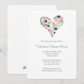 Floral Heart Valentijnse Dinner Party Uitnodiging (Voorkant / Achterkant)