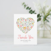 Floral Heart Wedding Bedankt Briefkaart (Staand voorkant)