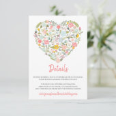Floral Heart Wedding Details Kaart (Staand voorkant)