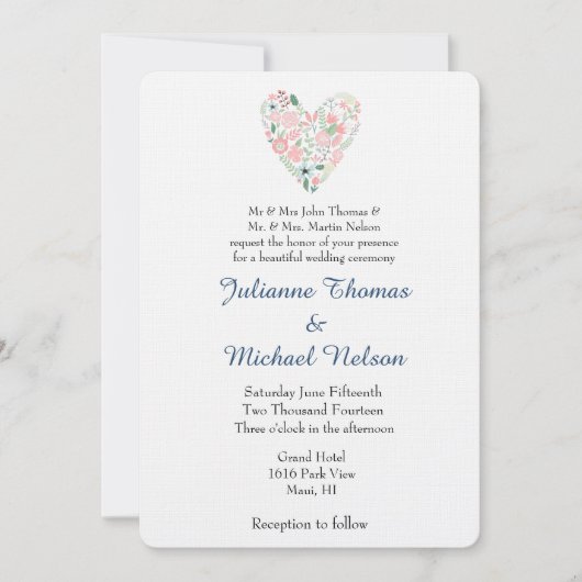 Floral Heart Wedding Kaart (Voorkant)