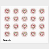 Floral Heart Wreath Ronde Sticker (Vel)