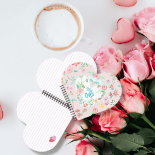 Floral Hearts n Love Dragonfly Valentijnsdag Notitieboek