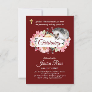 Floral Hedég Christening Invites Baptisme