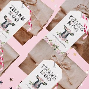Floral Heilige Koe Dank Moo Birthday Favor Cadeaulabel