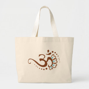 Floral Henna Om Grote Tote Bag