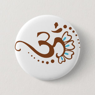 Floral Henna Om Ronde Button 5,7 Cm
