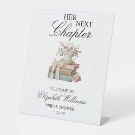 Floral Her Next Chapter Bridal Shower Welcome Sign Reclamebord Met Voetstuk