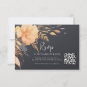 Floral Herfst Elegant QR Code Bruiloft RSVP Kaartje (Voorkant)