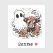 Floral Herfst Highland Koe Ghost Sticker (Vel)