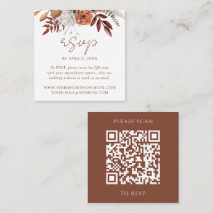 Floral Herfst Modern Wedding Website QR Code RSVP Informatiekaartje