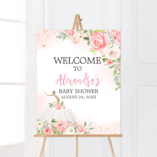 Floral Herfst pompoen Baby shower Welkom Poster