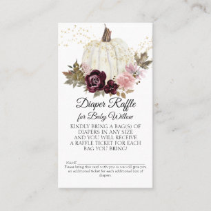 Floral Herfst Pumpkin Pink Gold Red Diaper Raffle Visitekaartje