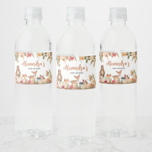 Floral Herfst Woodland Baby shower Waterfles Etiket