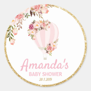 Floral Hete Luchtballon Dank u Sticker Labels