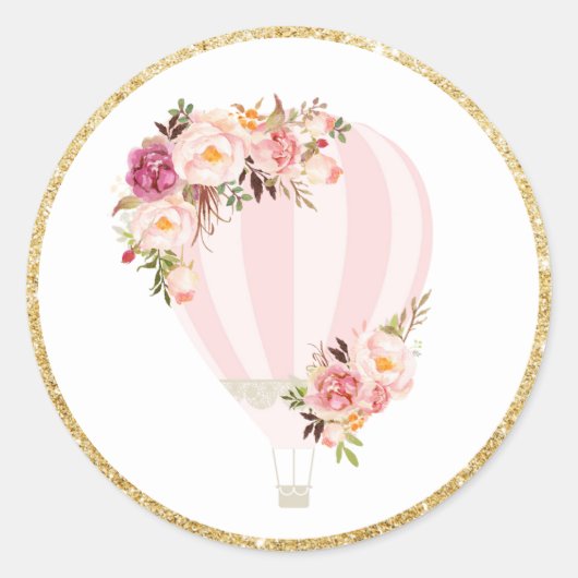 Floral heteluchtballon voor Sticker labels (Voorkant)