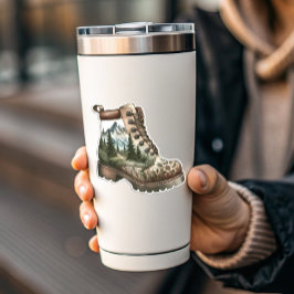 Floral Hiking Boot Vinyl Sticker | Die-Cut Sticker