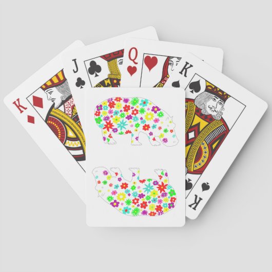 Floral Hippo-speelkaarten Pokerkaarten (Achterkant)