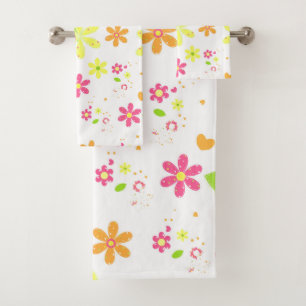 Floral Hippy Style Daisies Bad Handdoek