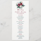 Floral hiver aquarelle pivoines menu mariage (Devant)