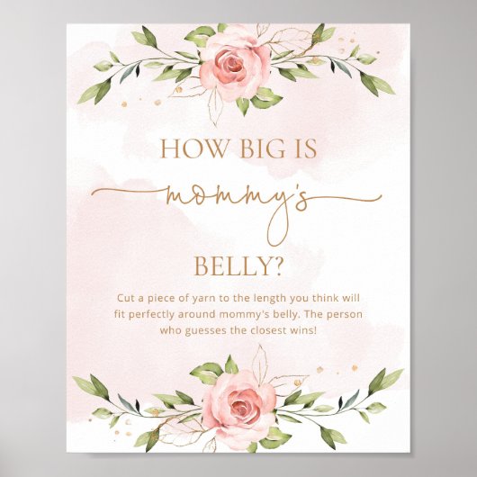 Floral hoe groot is het poster van mama's buikwild (Voorkant)