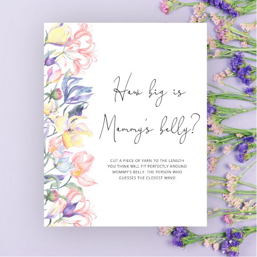 Floral Hoe groot is mama's buik spel Poster