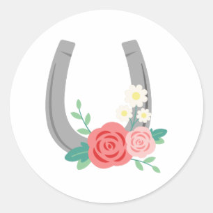 Floral Hoefijzer Ronde Sticker