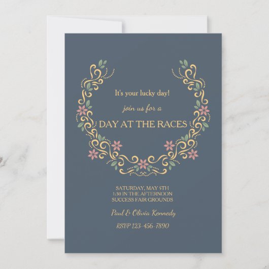 Floral Hoefijzer Uitnodiging (Voorkant)