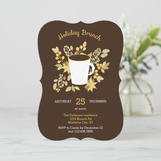 Floral Holiday Brunch uitnodiging (Staand voorkant)