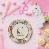 Floral Holiday Pattern Monogram Initiaal C Papieren Bordje (Feest)