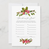 Floral Holly Vrijgezellenfeest Game Kaart (Voorkant)