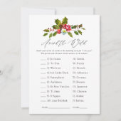 Floral Holly Vrijgezellenfeest Game Kaart (Voorkant)