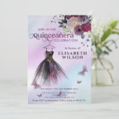 Floral holografische schattige jurk Quinceañera In Kaart (Staand voorkant)